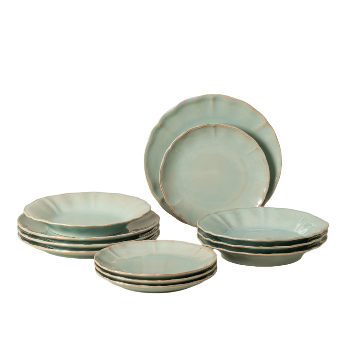 Alentejo Collection 12-pc Place Setting with Pasta Plate in Turquoise