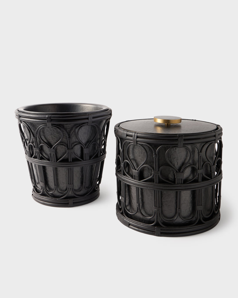 Viya Champagne Bucket in Cane and Brass