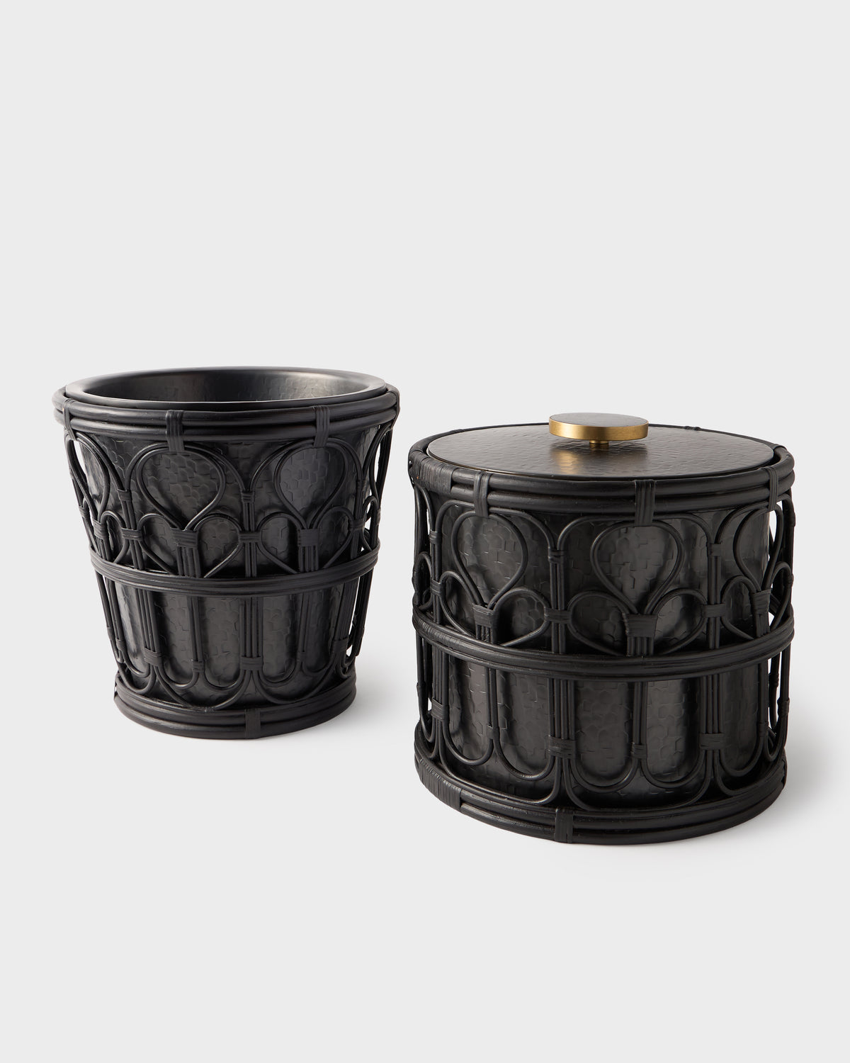 Viya Champagne Bucket in Cane and Brass