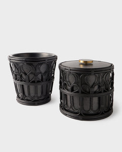 Viya Champagne Bucket in Cane and Brass