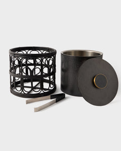 Viya Ice Bucket in Cane and Brass with Tongs