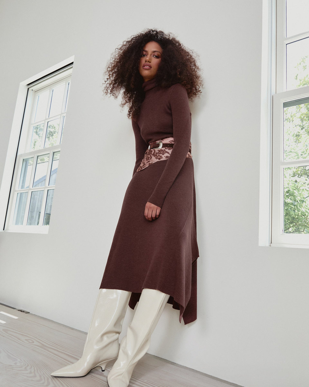 Steffi Knit Dress in Chocolate Melange