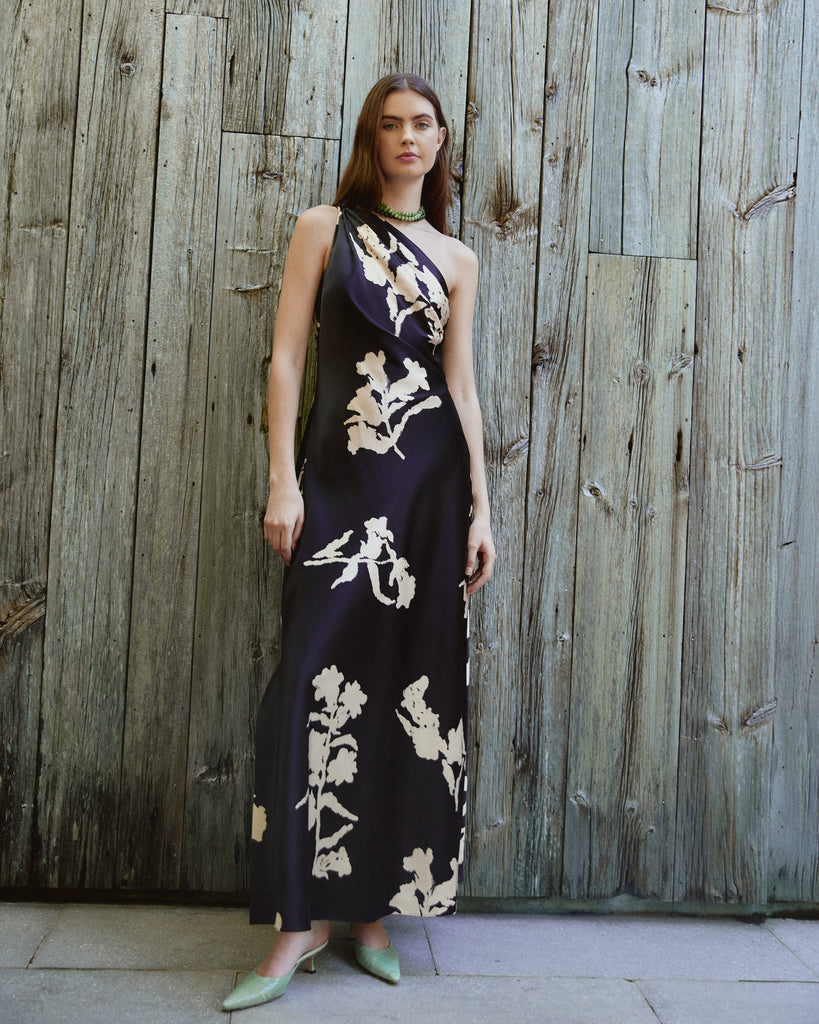 Stassi Dress in Dark Fig & Cream Multi