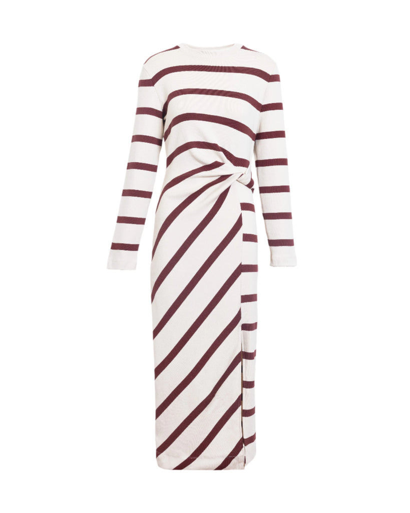 Cody Dress in Cream & Raisin Wide Stripe