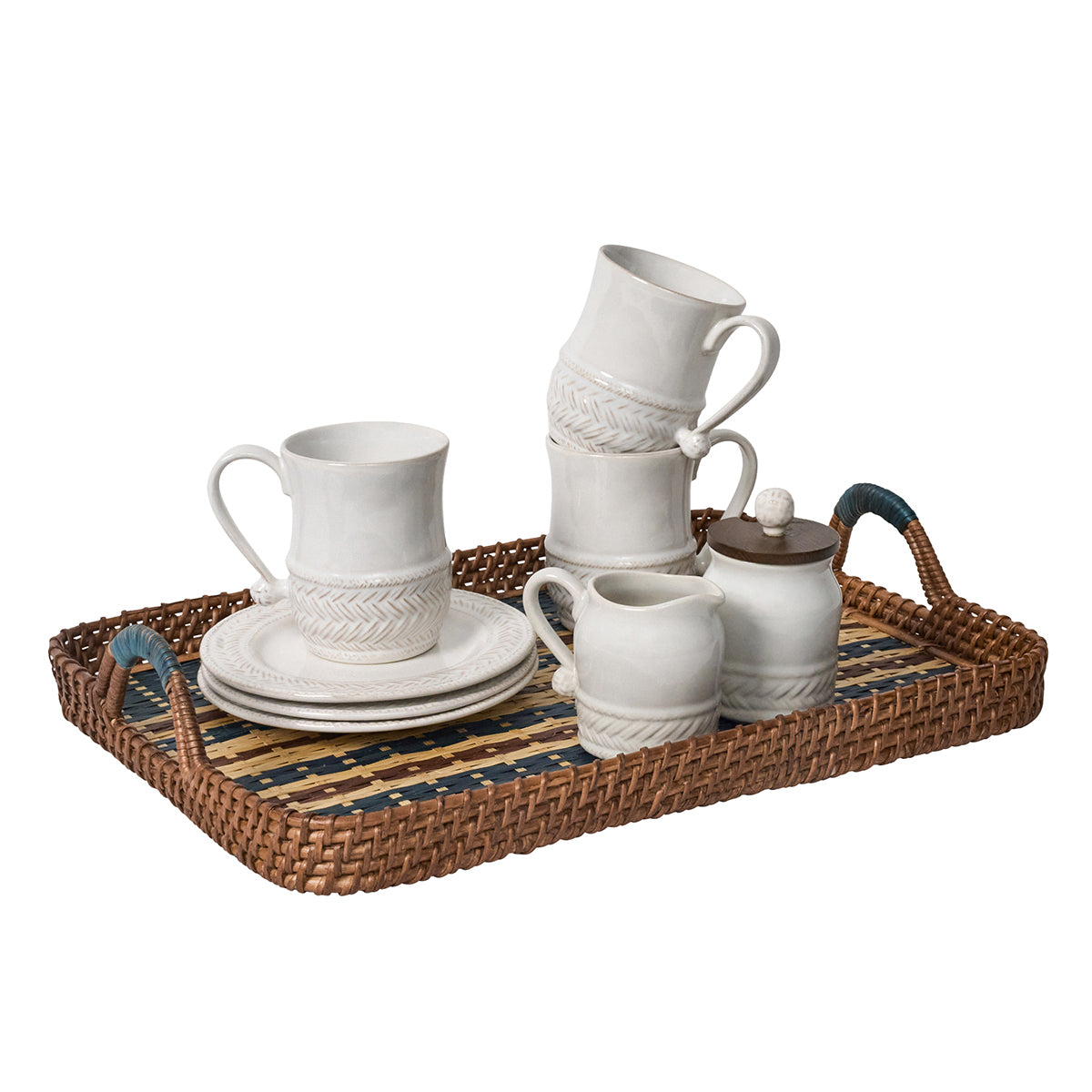 Danish Stripe 18" Tray in Navy