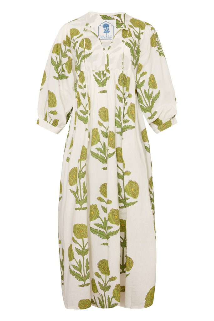Taj Maxi Dress in Green Flower