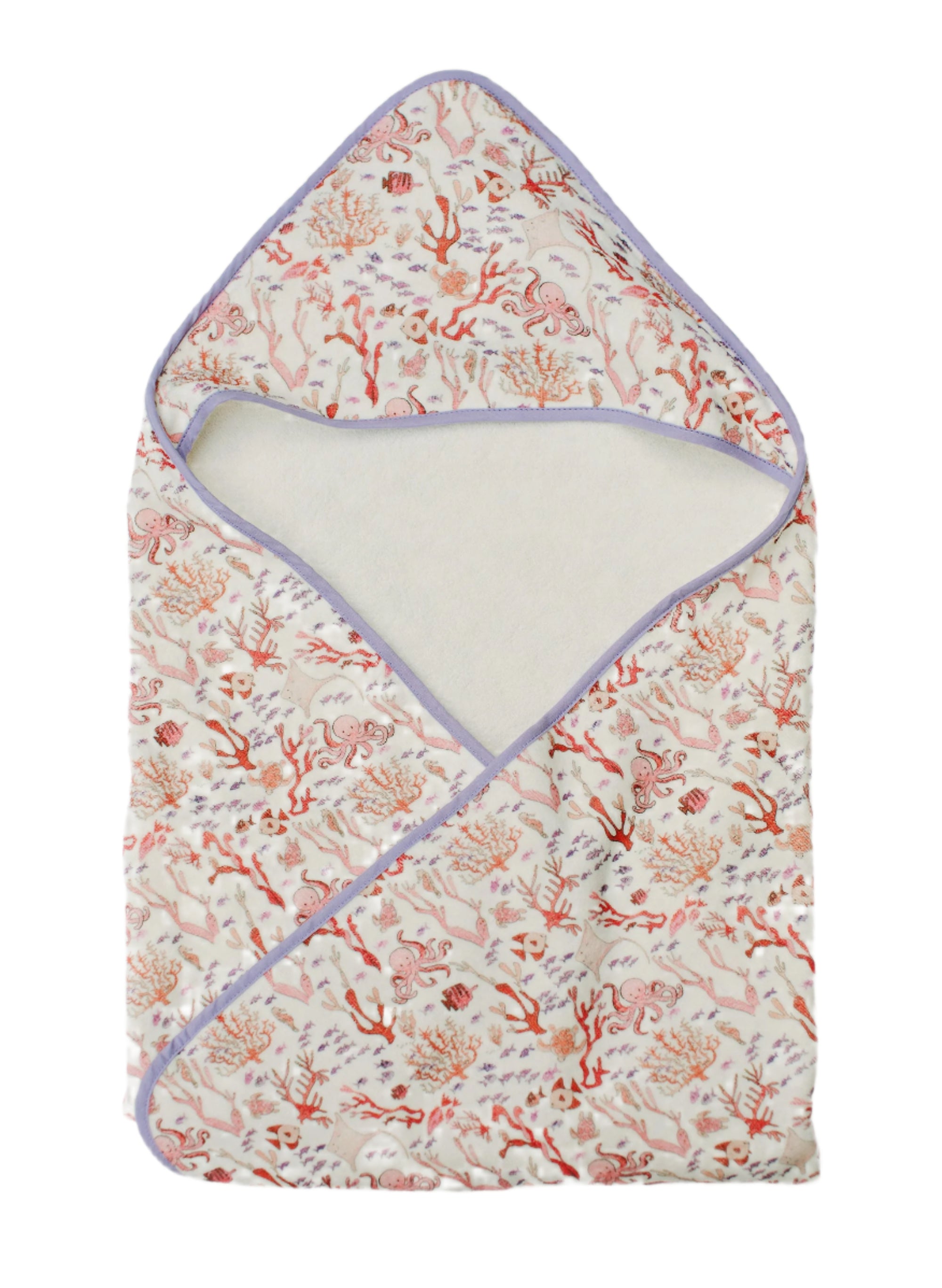 Rosy Coral Reef Hooded Bath Towel