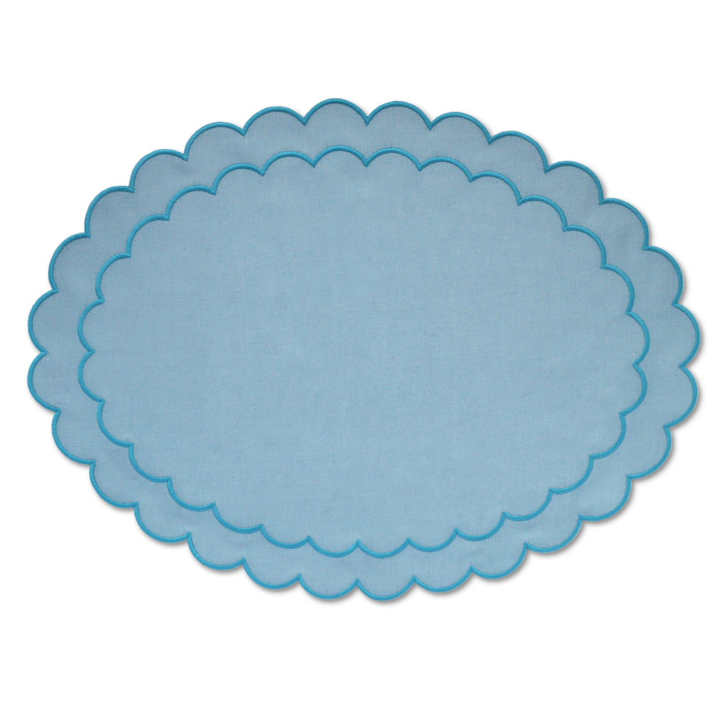 Teal Scalloped Placemat Sage Scalloped Dinner Linens Set Chefanie