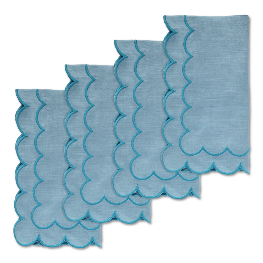 Teal Scalloped Dinner Napkins (4) Sage Scalloped Dinner Linens Set Chefanie