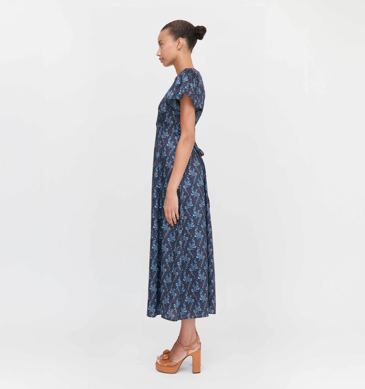 The Dominique Dress in Navy Cala Paisley