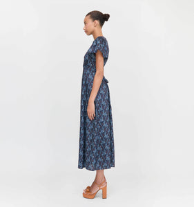 The Dominique Dress in Navy Cala Paisley