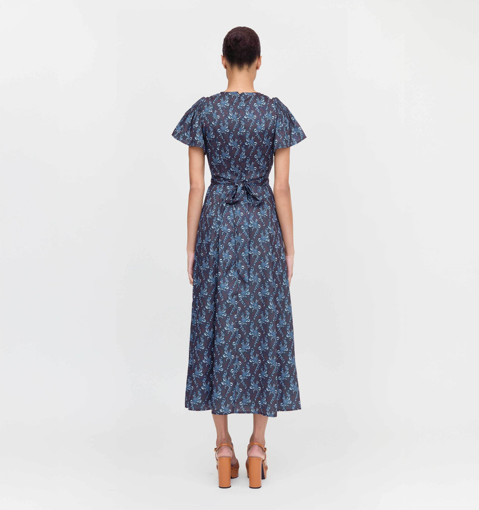The Dominique Dress in Navy Cala Paisley