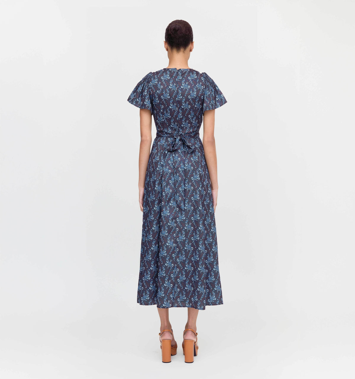 The Dominique Dress in Navy Cala Paisley