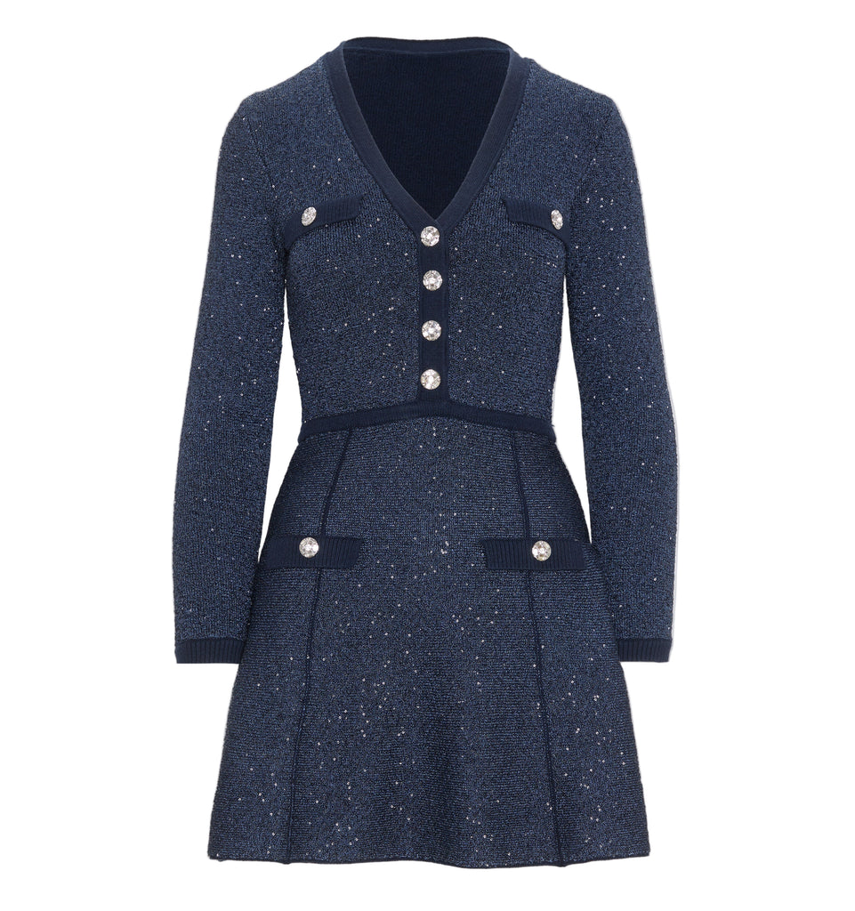 The Lana Dress in Navy Sequin