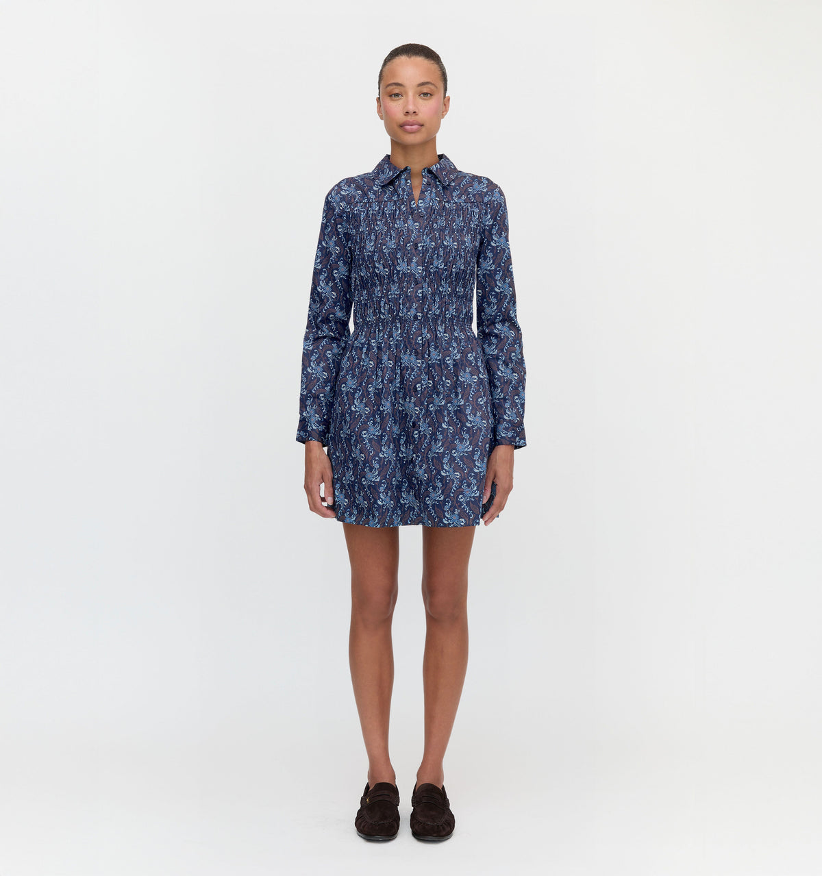 The Mira Dress in Navy Cala Paisley
