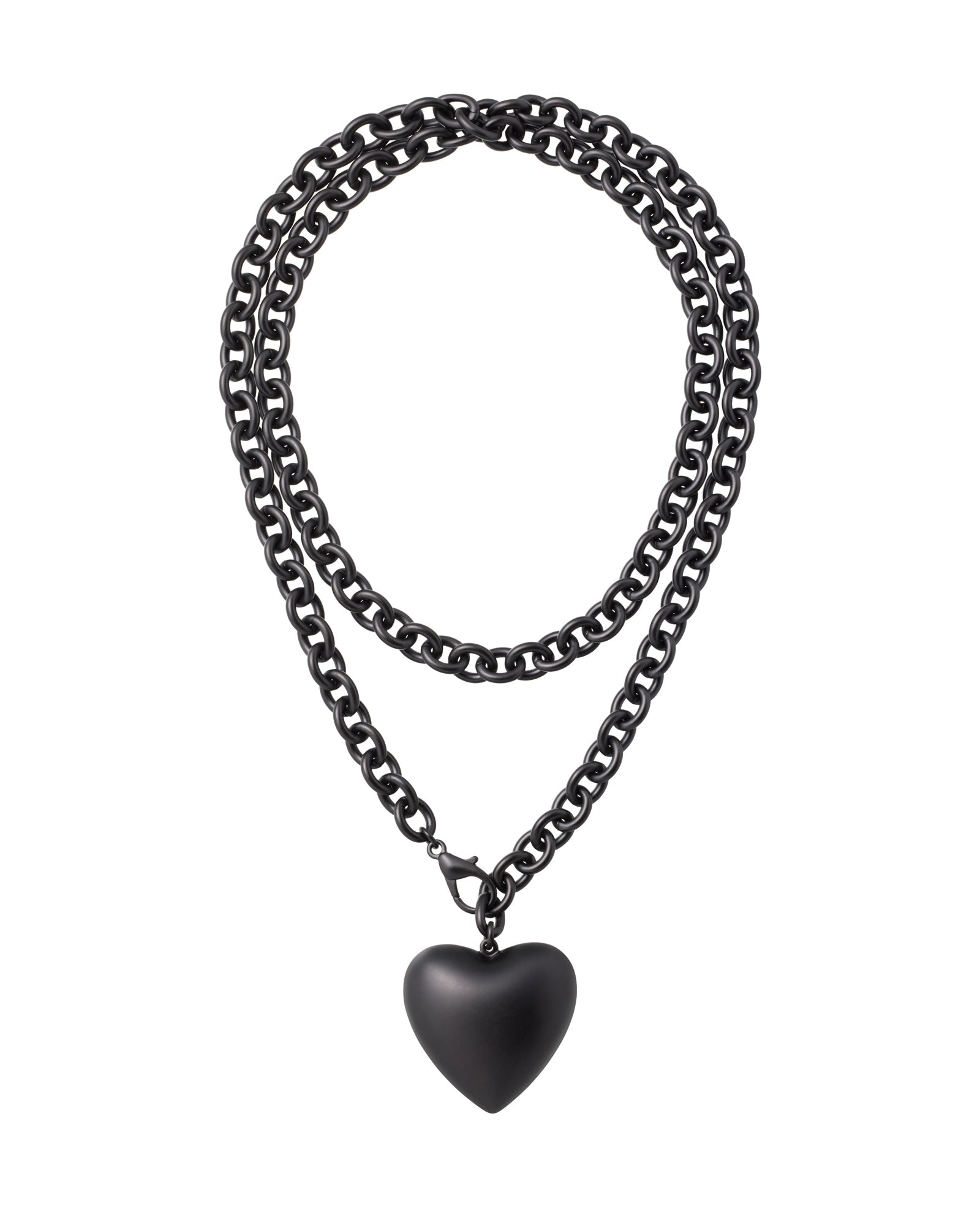 Black chain necklace with a heart pendant