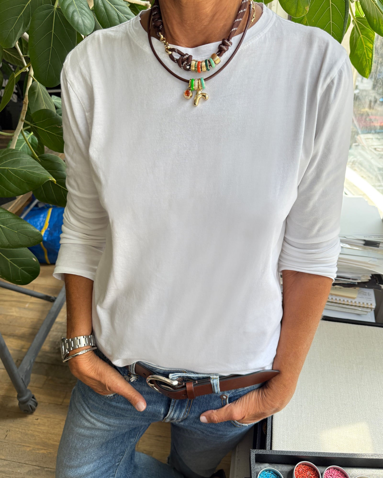 The Super Size Happy Cord Necklace in Brown