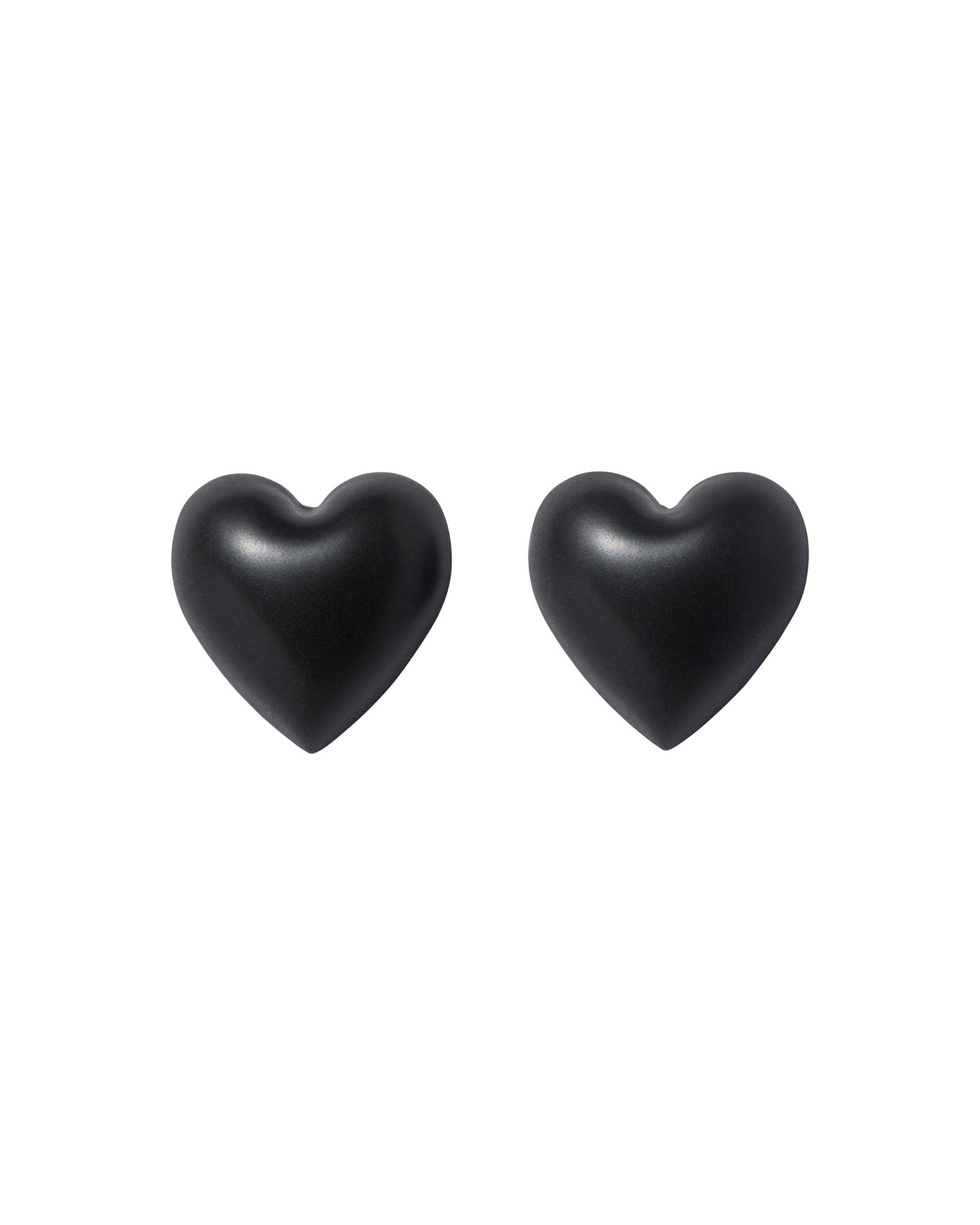 The Puffy Heart Stud Earrings in Black