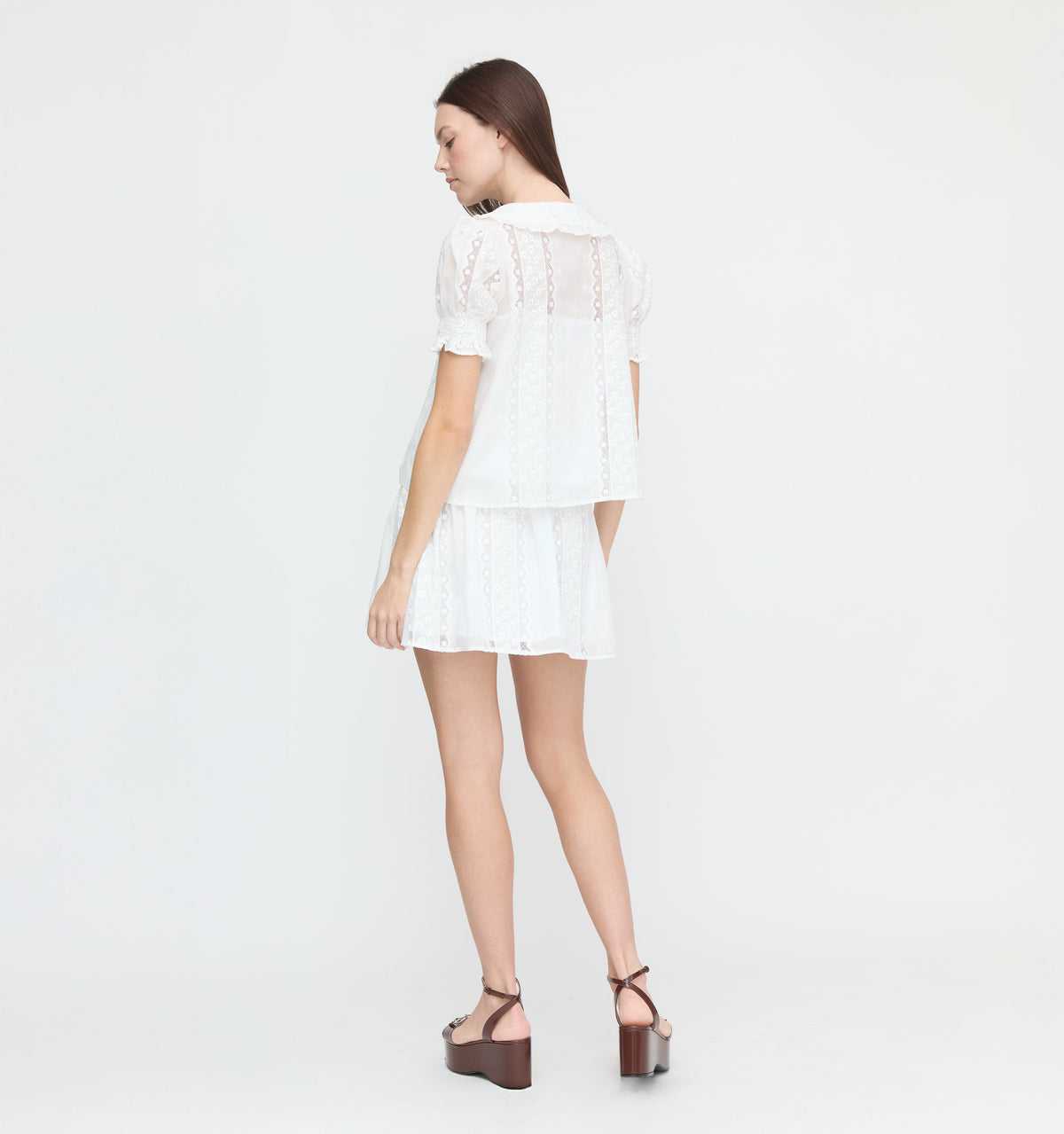 The Delphine Mini Nap Skirt - White Broderie Voile