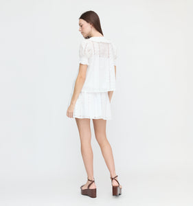 The Delphine Mini Nap Skirt - White Broderie Voile