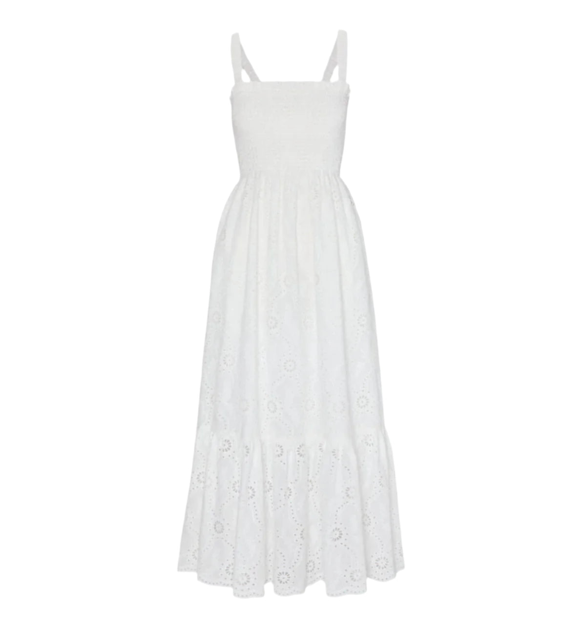 The Anjuli Nap Dress in White Trellis Broderie
