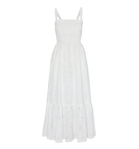 The Anjuli Nap Dress in White Trellis Broderie