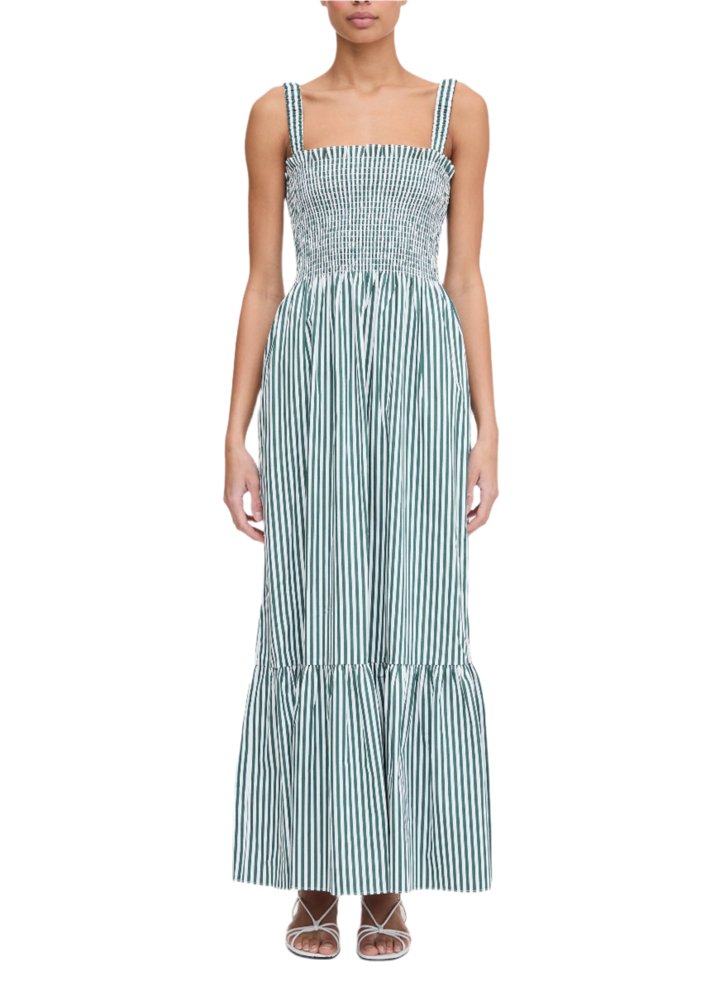 The Anjuli Nap Dress in Green Stripe