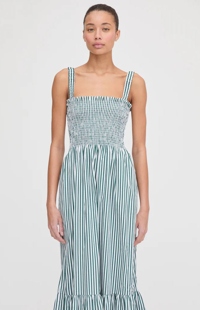 The Anjuli Nap Dress in Green Stripe