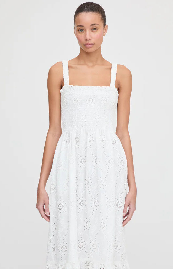 The Anjuli Nap Dress in White Trellis Broderie