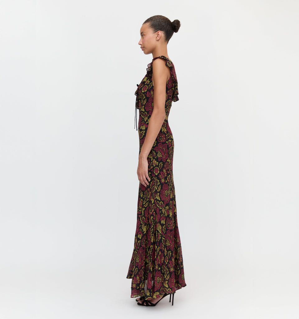The Augustina Dress in Black Palampore Floral