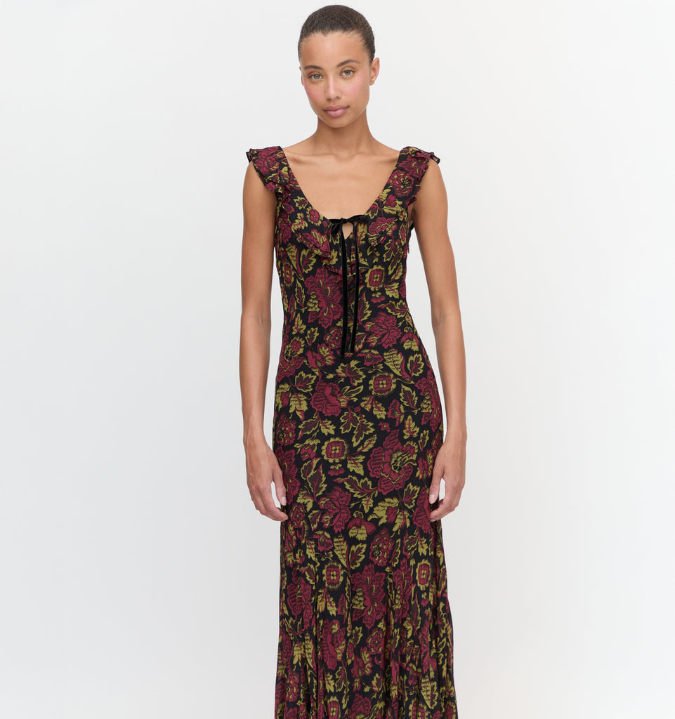 The Augustina Dress in Black Palampore Floral