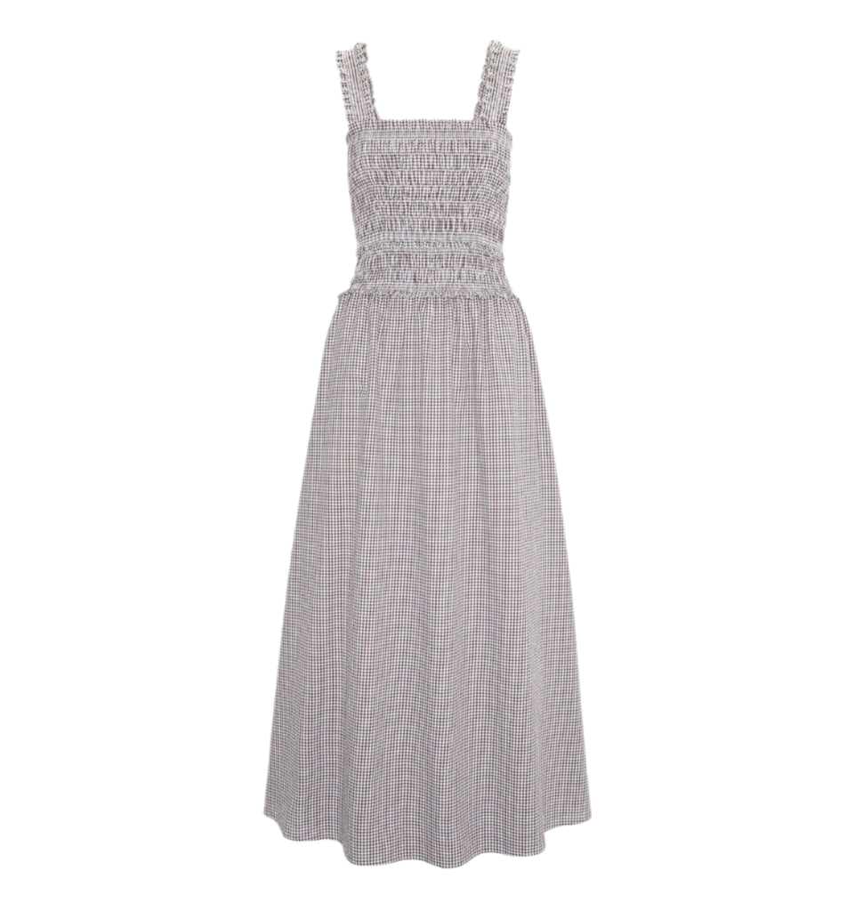 The Azalea Maxi Nap Dress in Chocolate Gingham