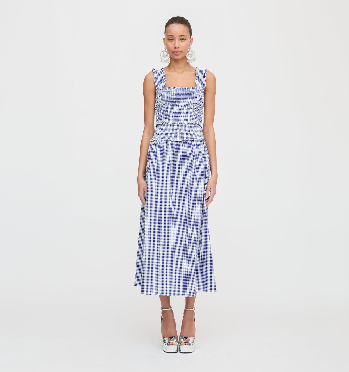 The Delphine Nap Skirt in Navy Gingham