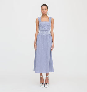 The Delphine Nap Skirt in Navy Gingham