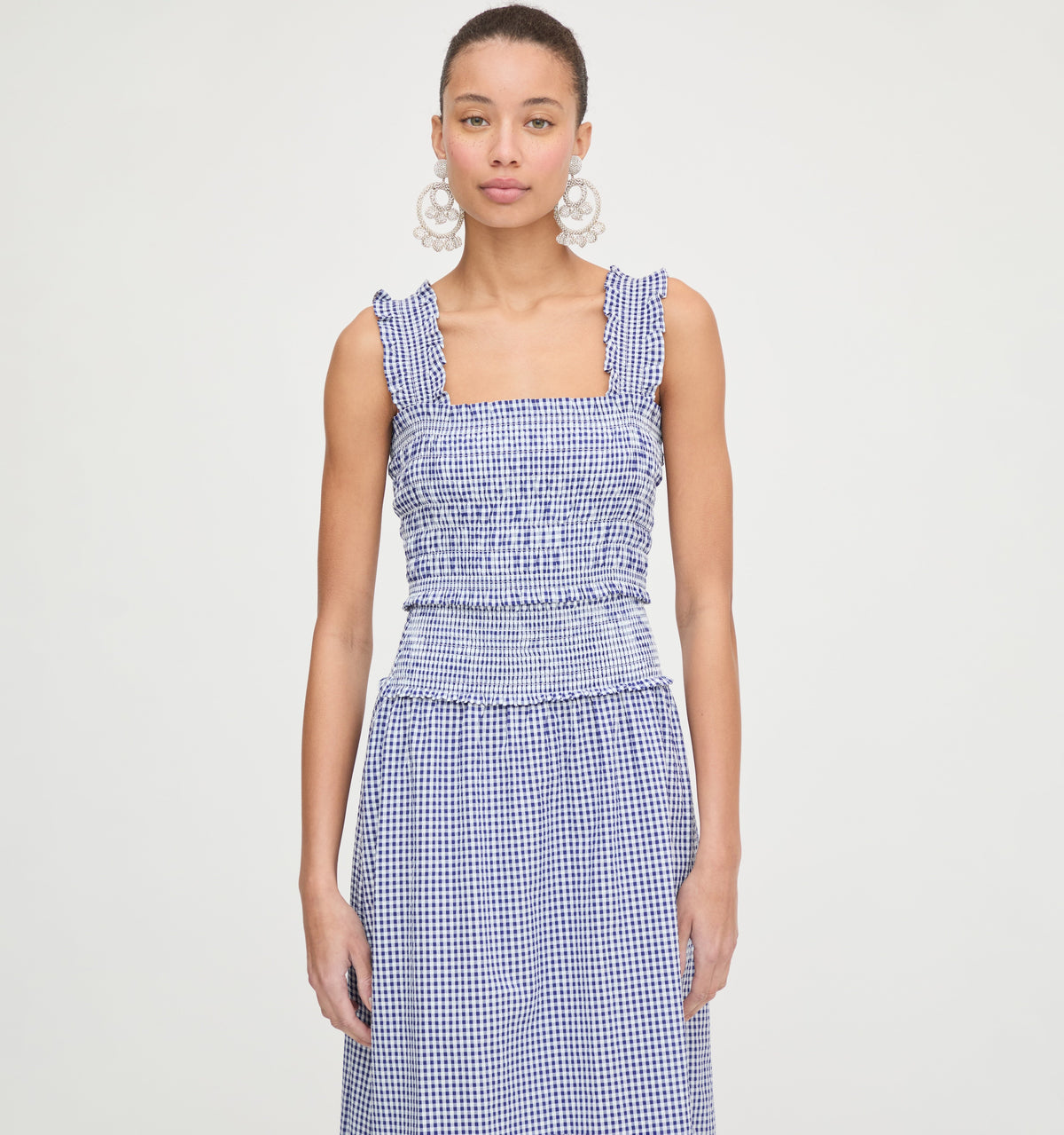 The Delphine Nap Skirt in Navy Gingham