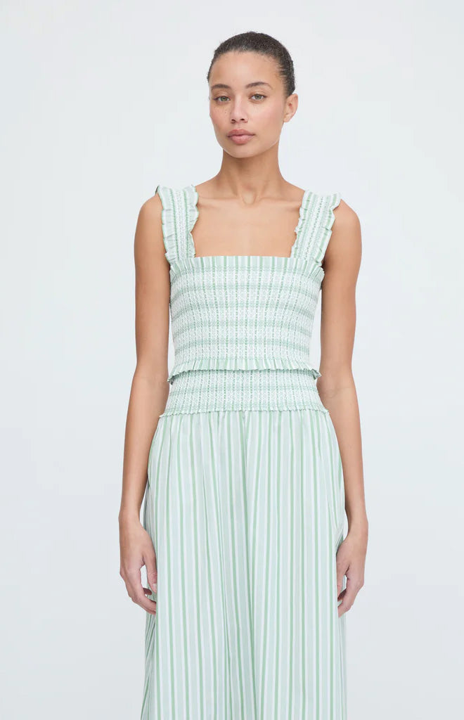 The Azalea Nap Top in Apple Green Stripe