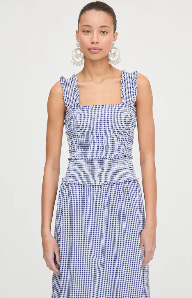 The Azalea Nap Top in Navy Gingham