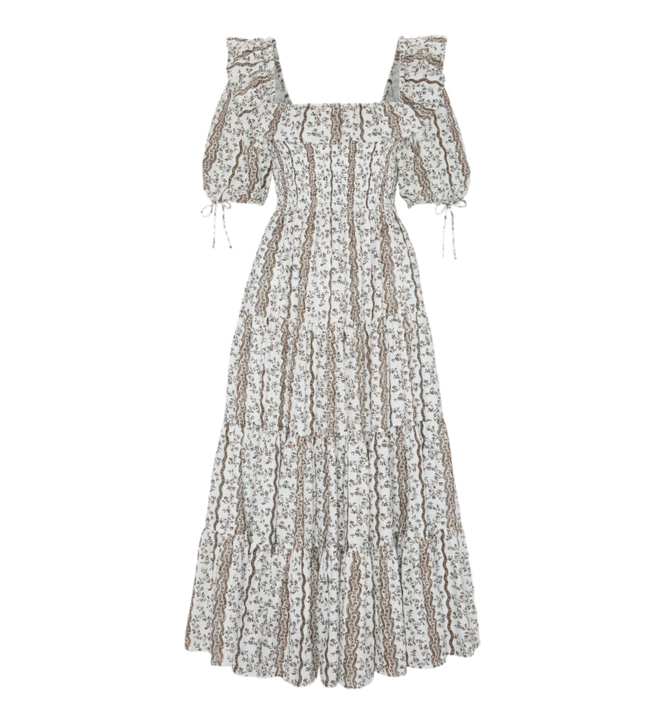 The Corinne Nap Dress in Mocha Provence Floral