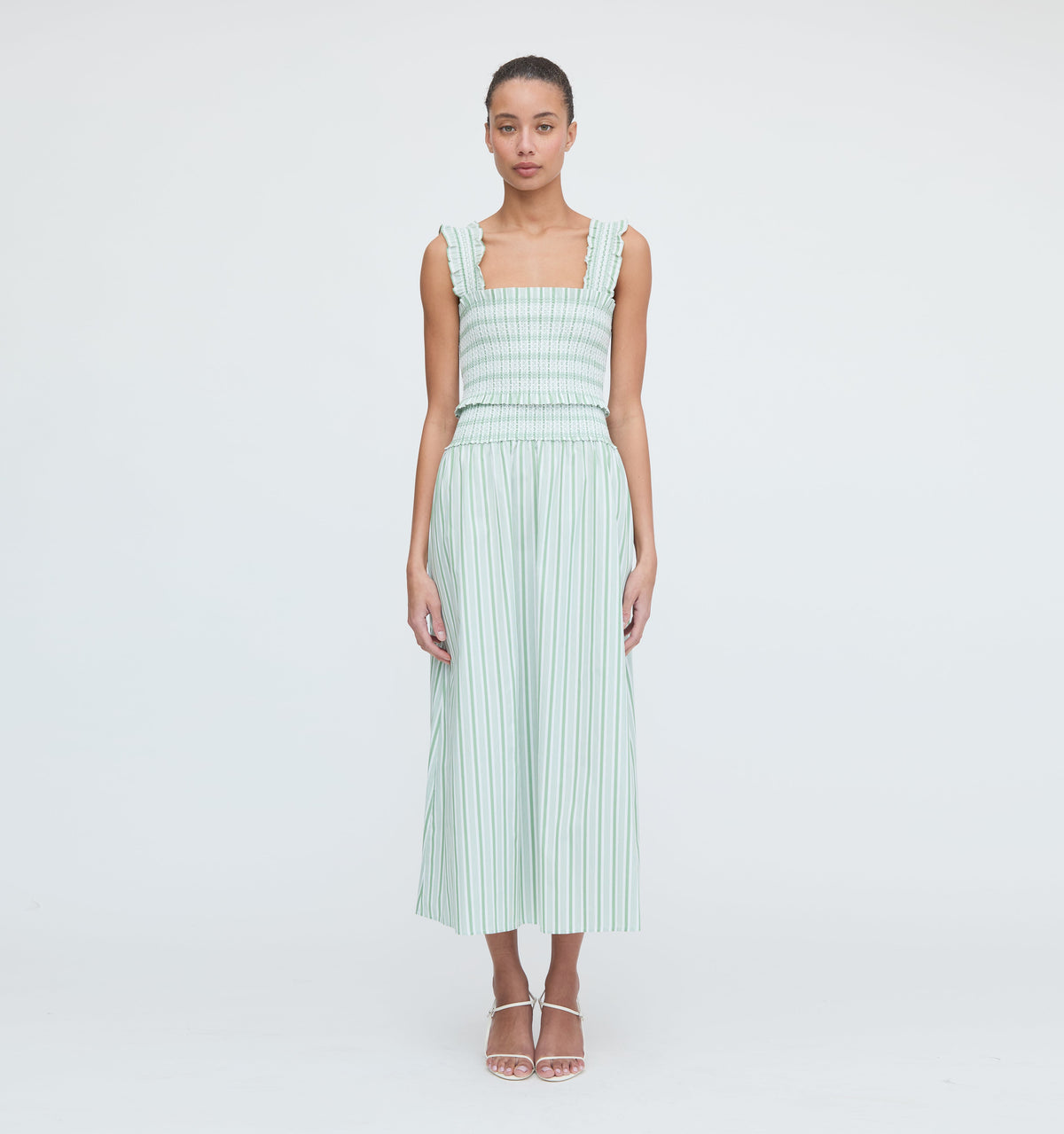 The Azalea Nap Top in Apple Green Stripe