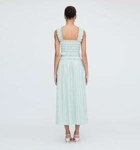The Delphine Nap Skirt in Apple Green Stripe