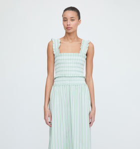 The Delphine Nap Skirt in Apple Green Stripe