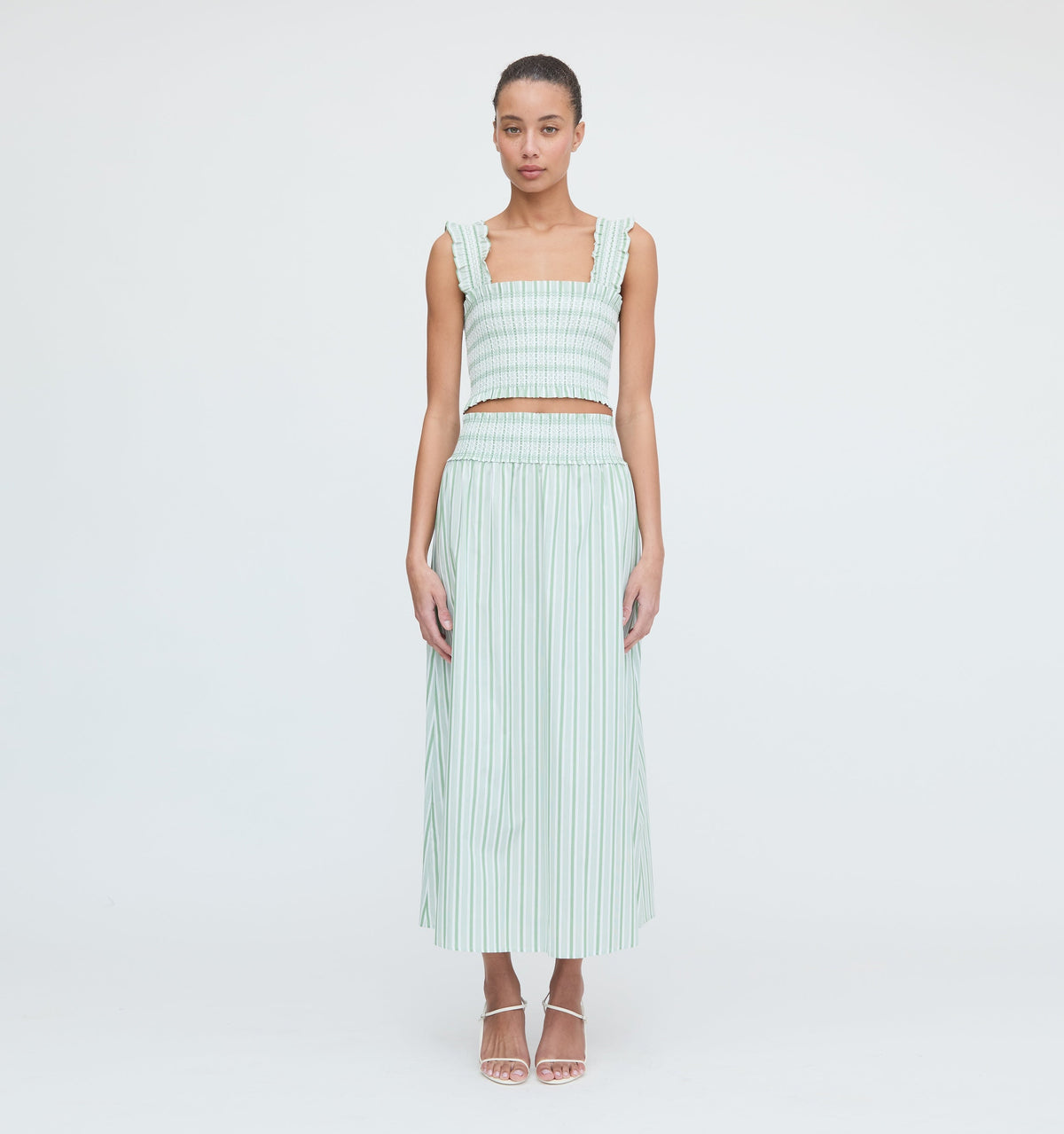 The Azalea Nap Top in Apple Green Stripe
