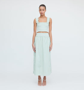 The Azalea Nap Top in Apple Green Stripe