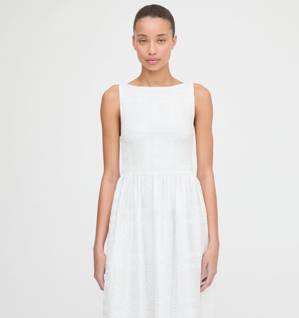 The Cosima Nap Dress in White Patchwork Organza