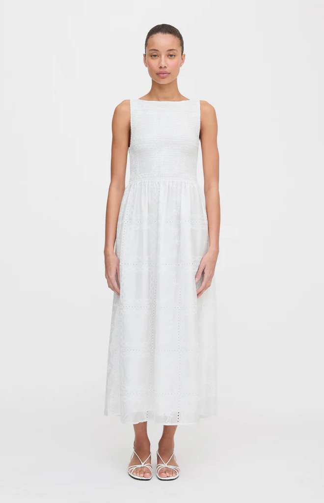 The Cosima Nap Dress in White Patchwork Organza