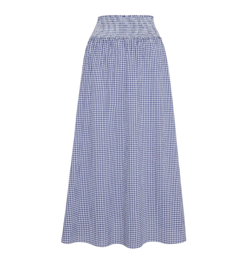 The Delphine Nap Skirt in Navy Gingham