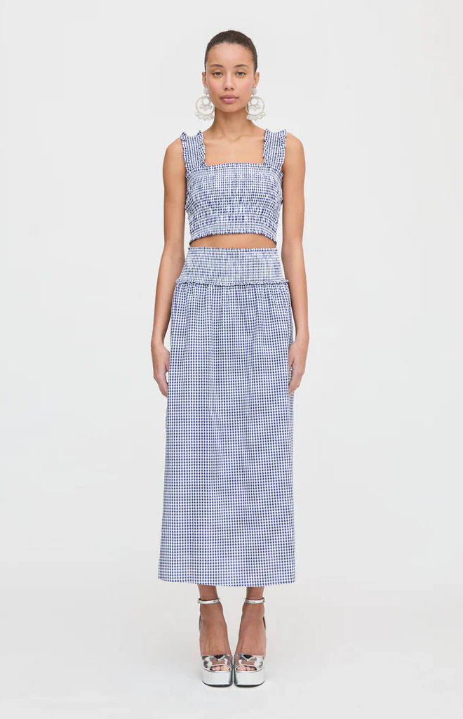 The Delphine Nap Skirt in Navy Gingham