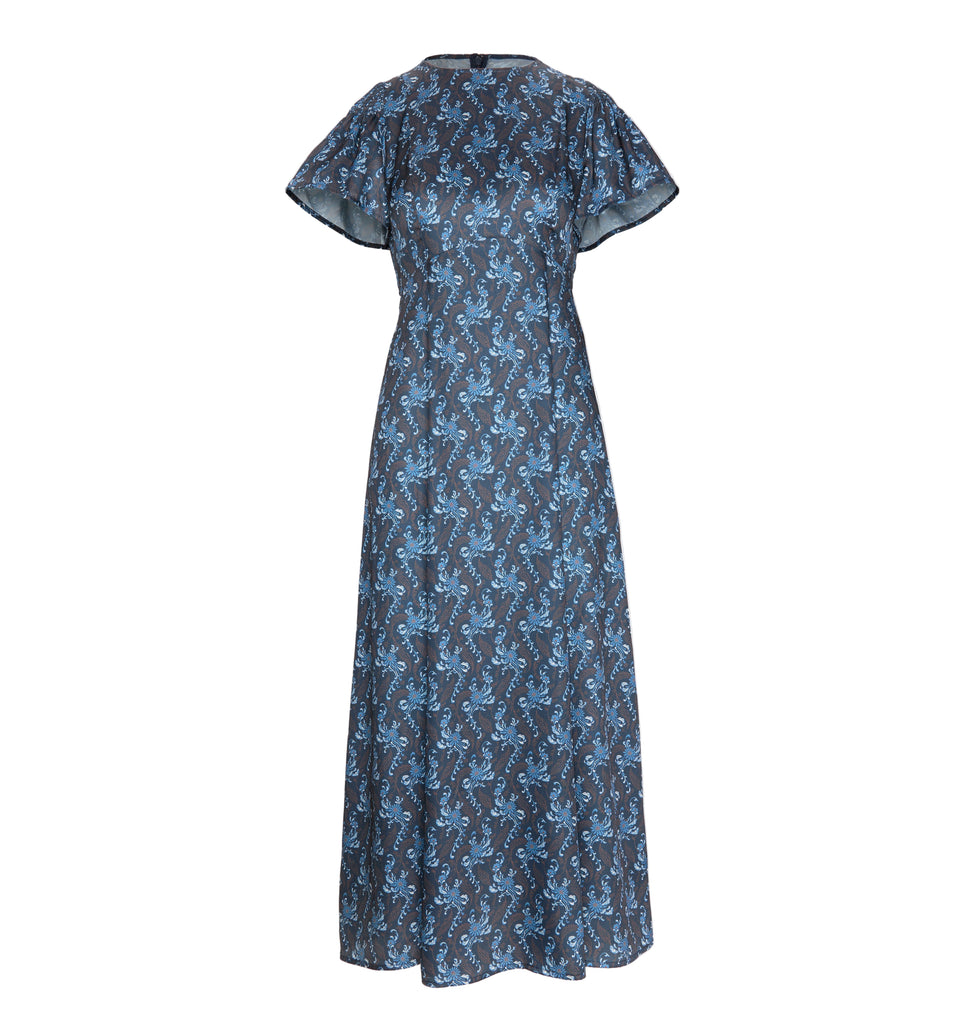 The Dominique Dress in Navy Cala Paisley