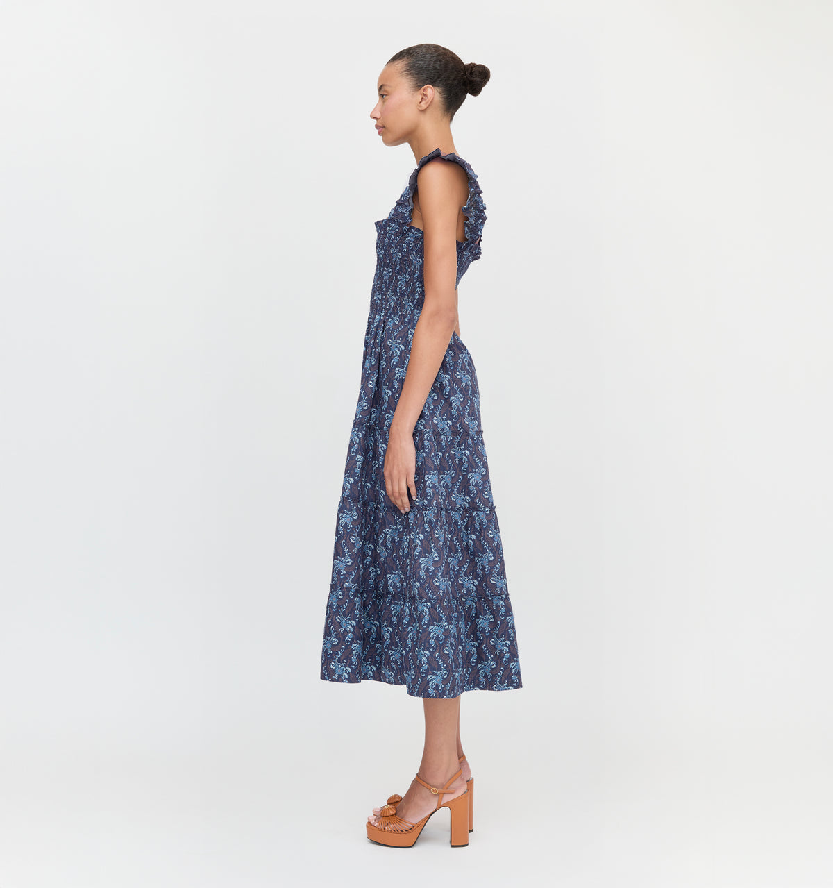 The Ellie Nap Dress in Navy Cala Paisley