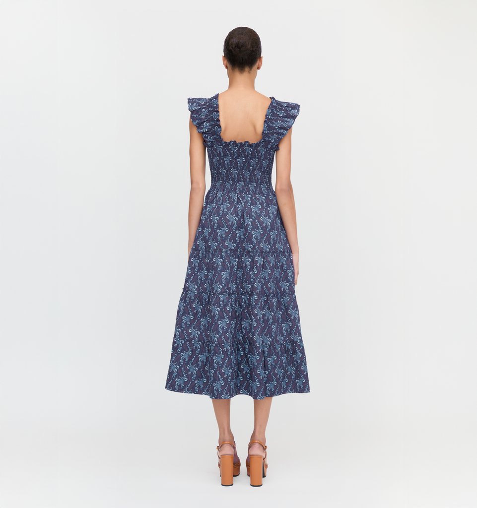 The Ellie Nap Dress in Navy Cala Paisley
